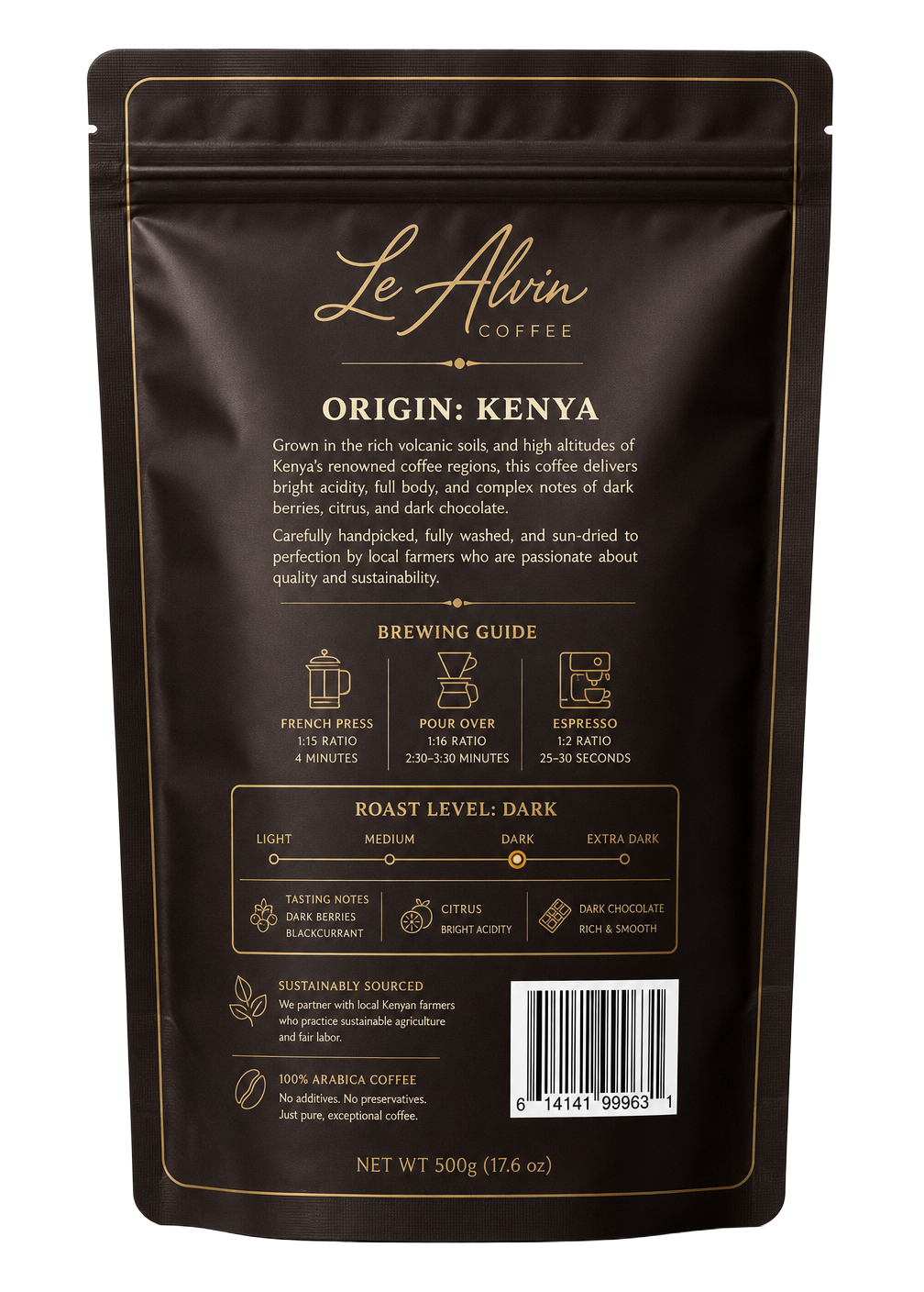 LeAlvin Global coffee pack, back